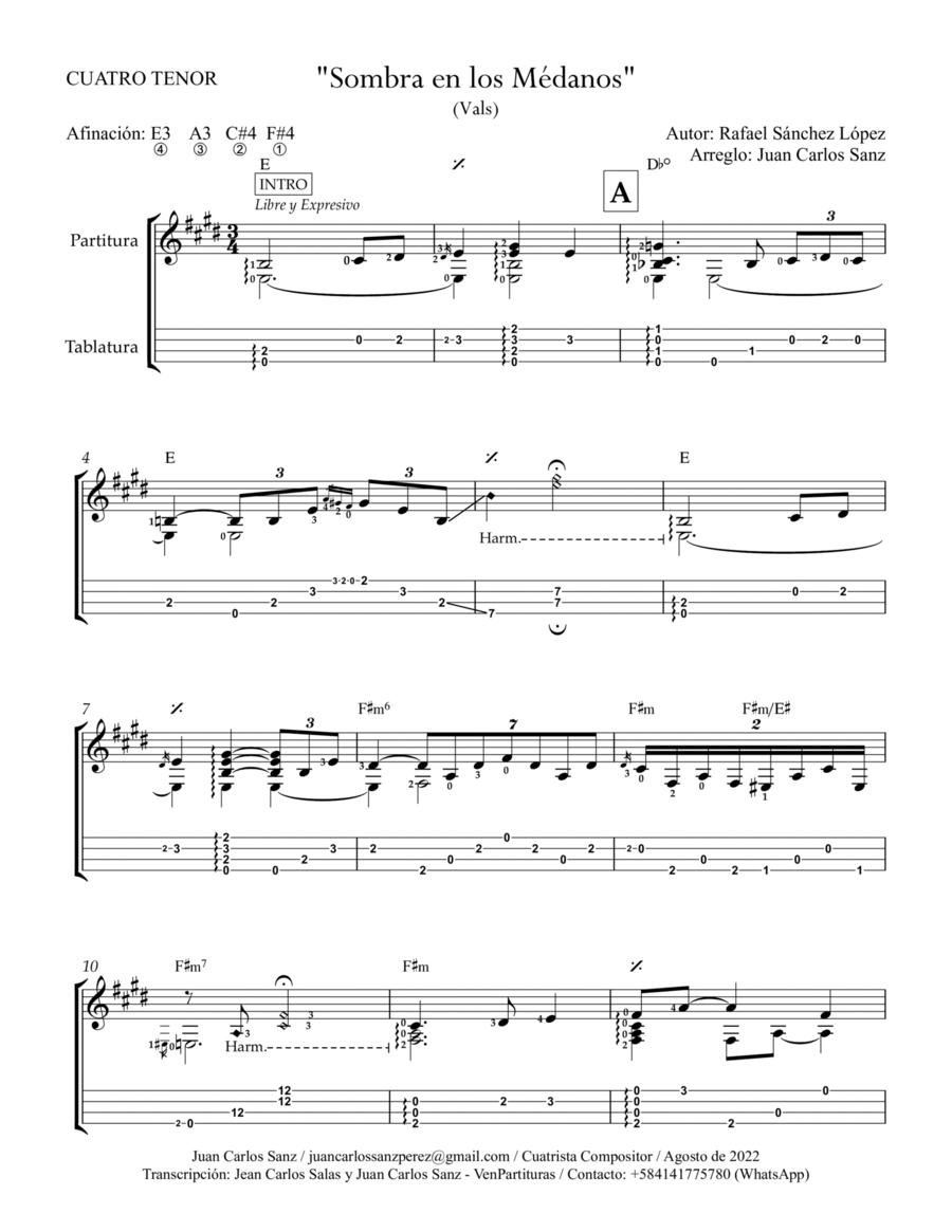 Sombra en los medanos Ukulele scores gallery preview page 1