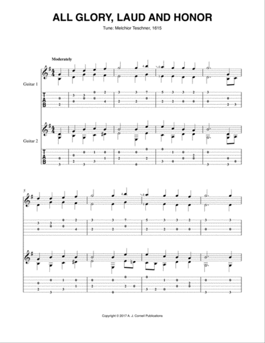 All Glory, Laud and Honor Guitar scores gallery preview page 1