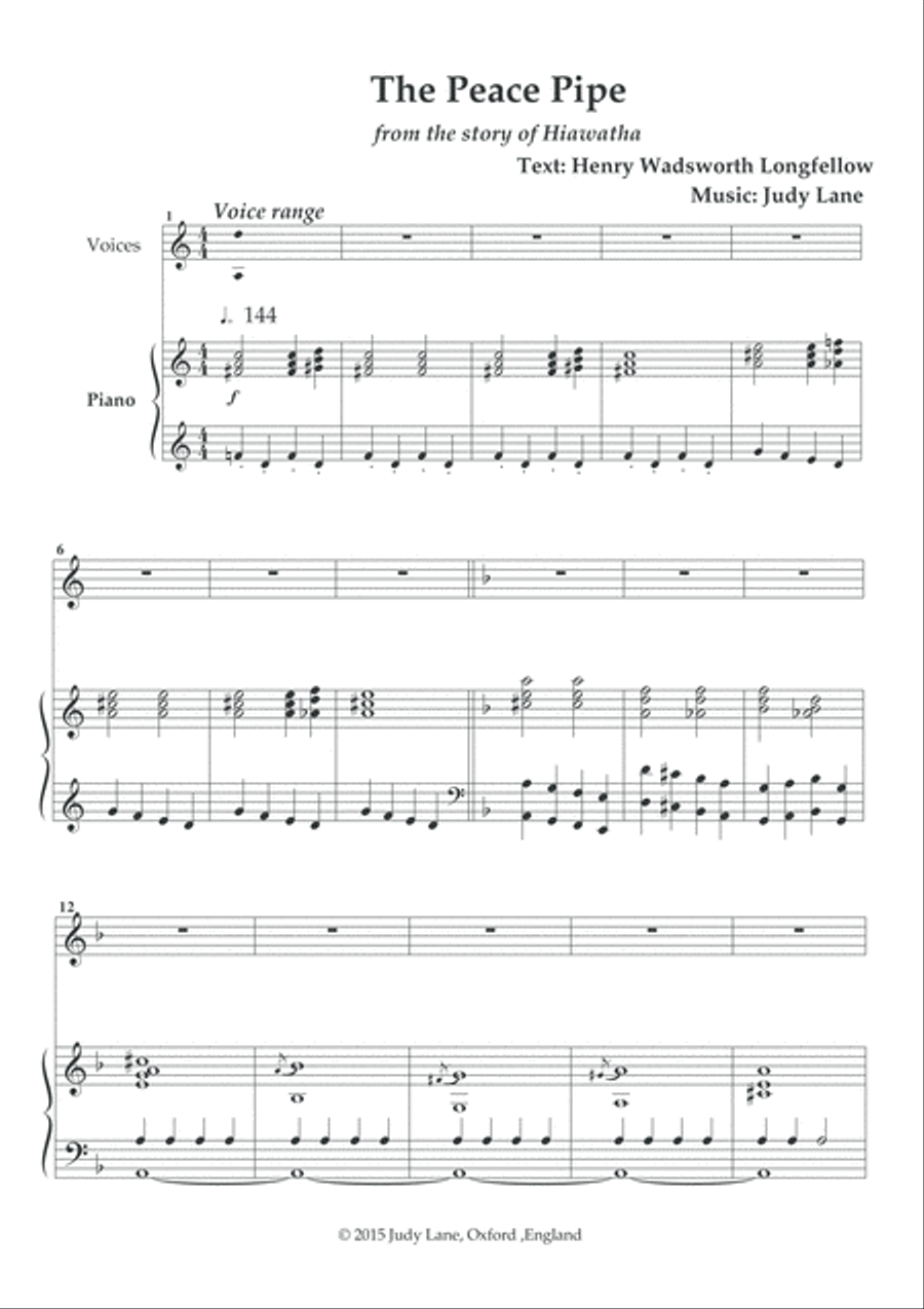 The Peace Pipe - A new musical setting of The Song Of Hiawatha Voice scores gallery preview page 2