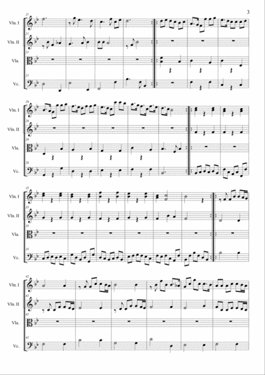 CIACONA in Bb - BWV Anh.82 - Arr. for String Quartet CIACONA in Bb - BWV Anh.82 - Arr. for String Quartet String Quartet scores gallery preview page 3