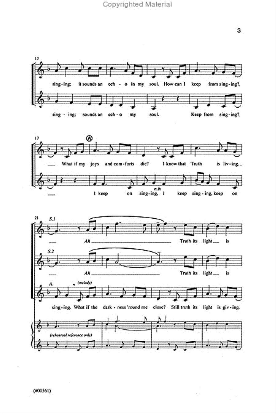 How Can I Keep from Singing - SSAA, a cappella SSAA scores gallery preview page 3