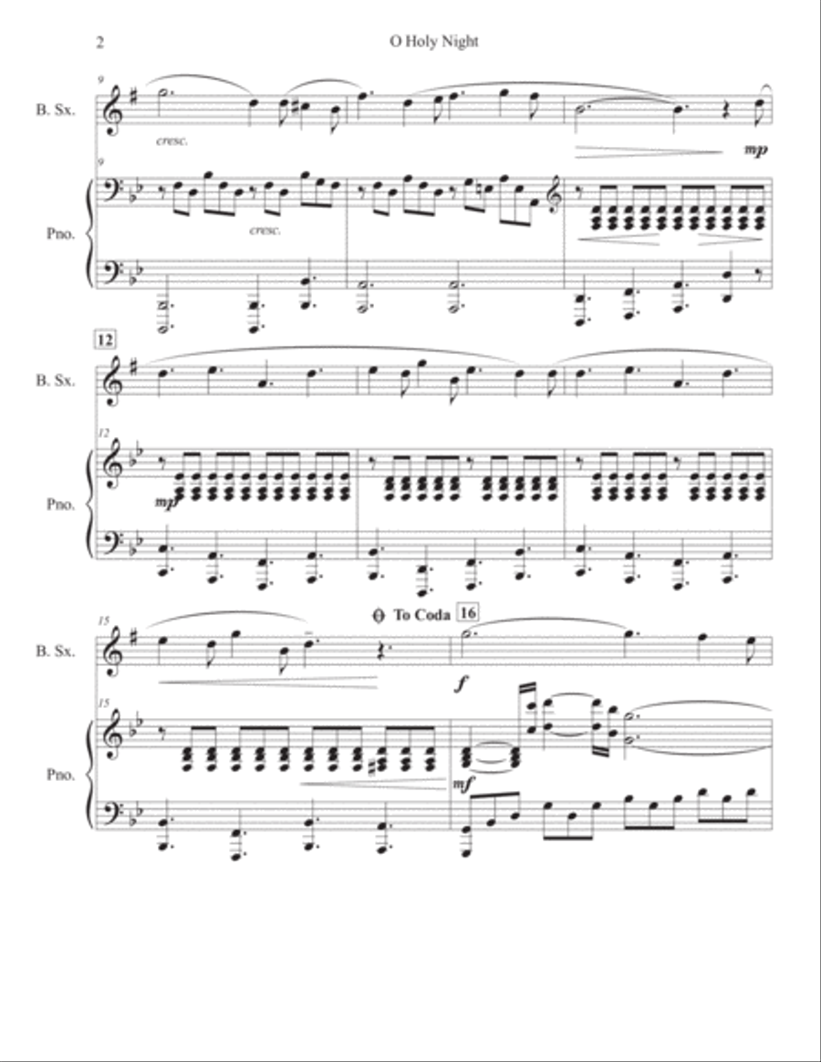 O Holy Night Baritone Saxophone scores gallery preview page 3
