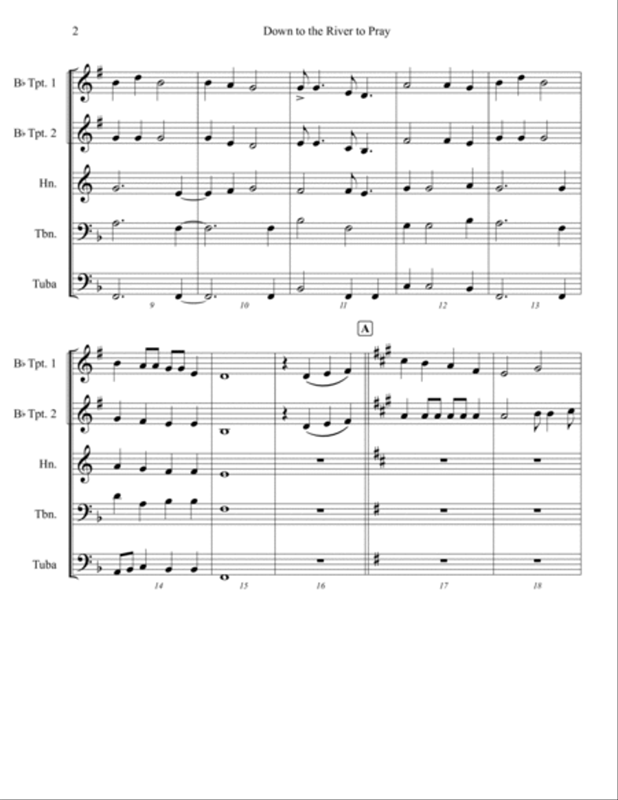 Down to the River to Pray Brass Ensemble scores gallery preview page 4