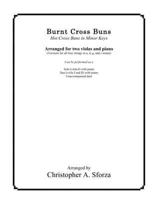 Book cover for Burnt Cross Buns, for two violas and piano
