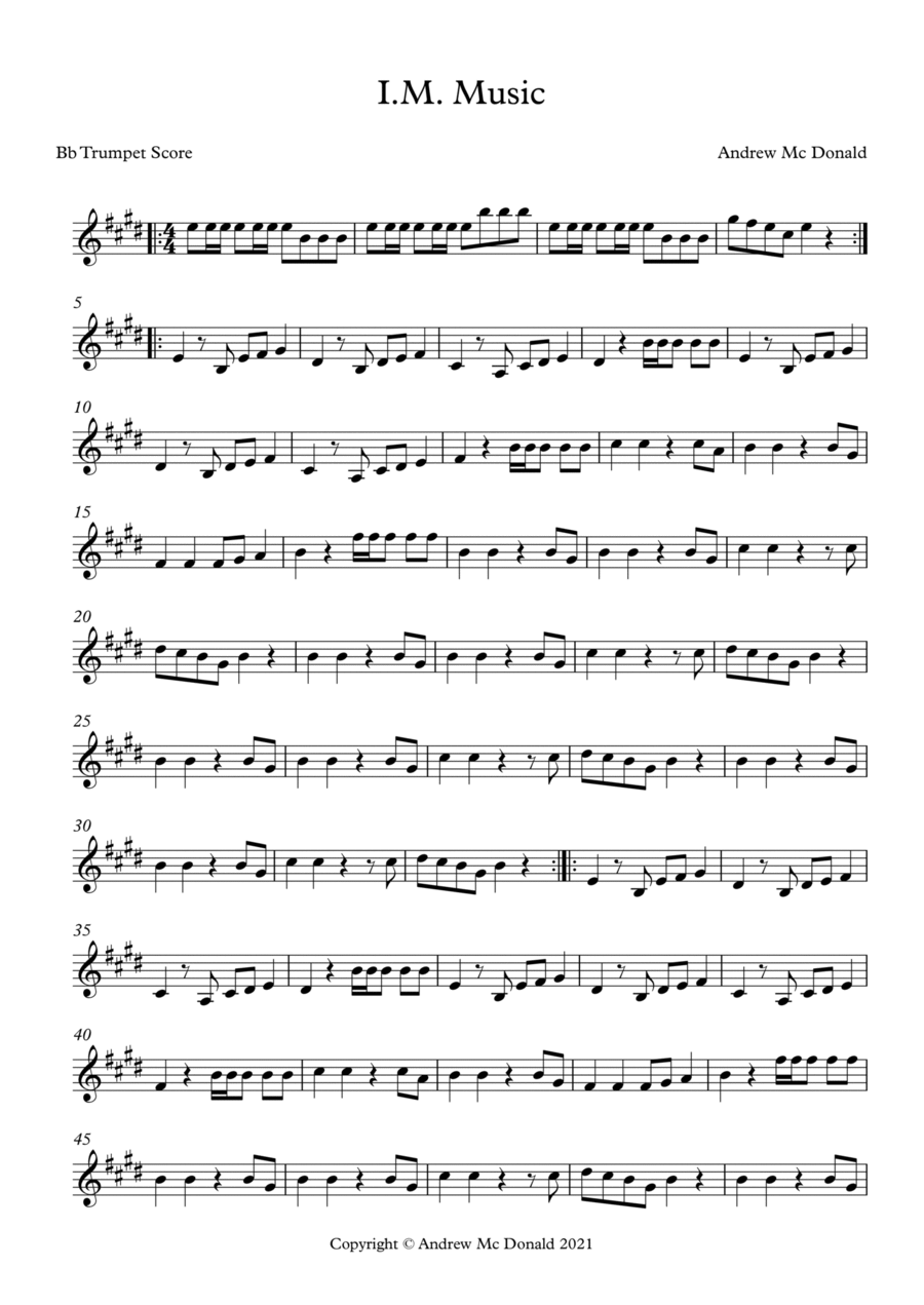I.M. Music Bb Trumpet Score Concert Band scores gallery preview page 1