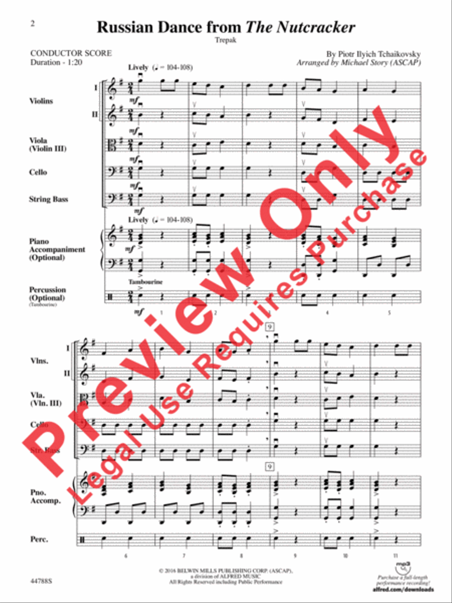 Russian Dance from The Nutcracker String Orchestra scores gallery preview page 10