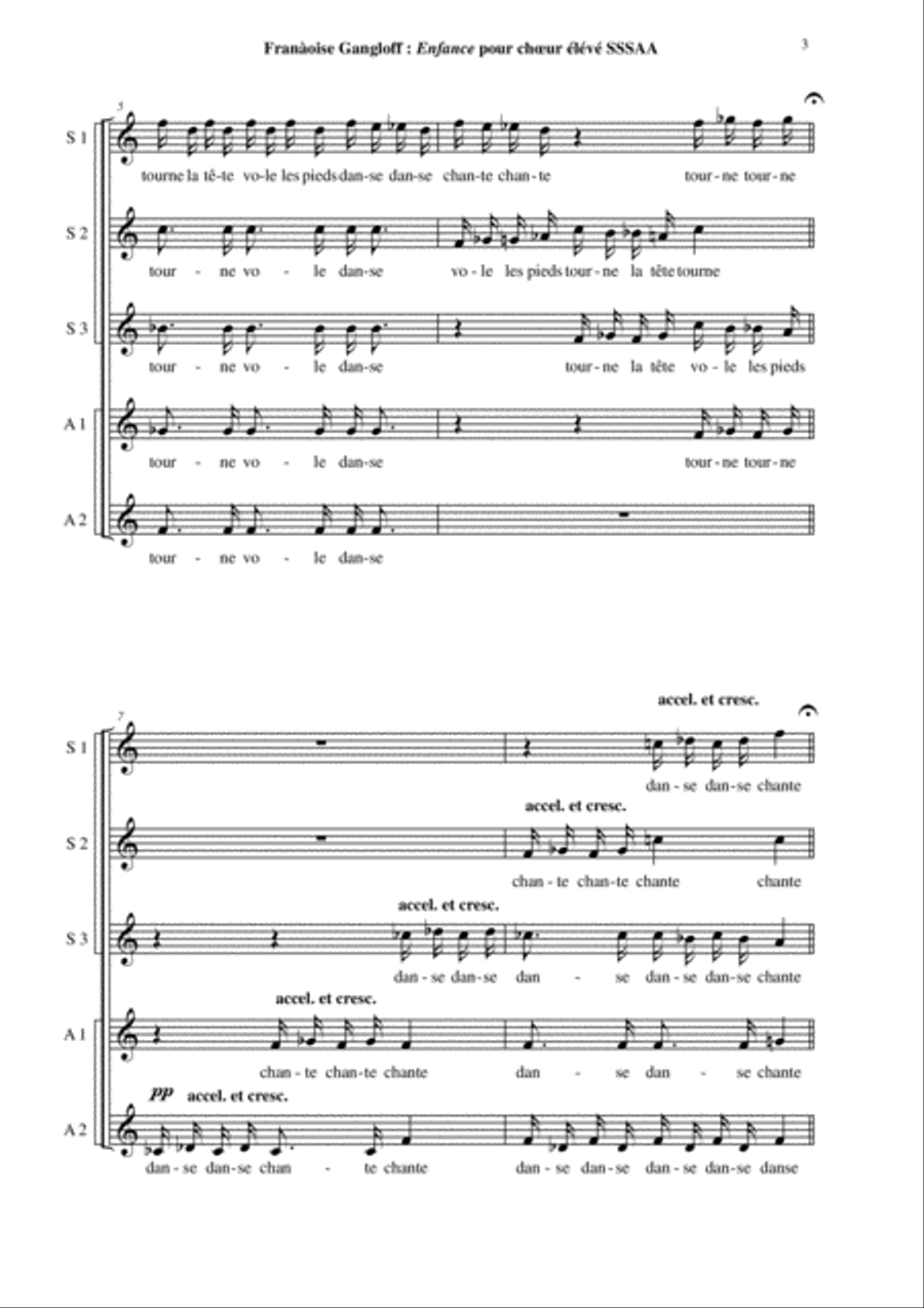 Françoise Gangloff: Enfance for SSSAA chorus SSA scores gallery preview page 3