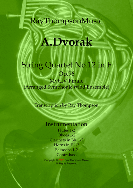 Dvorak: String Quartet No.12 in F Op.96 "American" Mvt.IV Finale - symphonic wind dectet/bass image number null