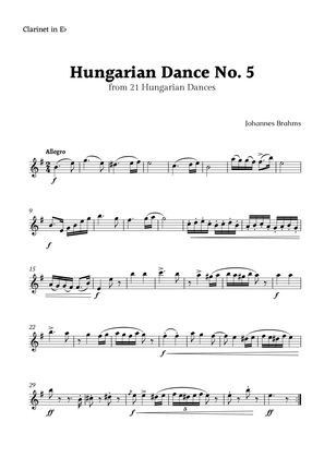 Hungarian Dance No. 5 by Brahms for E♭ Clarinet Solo