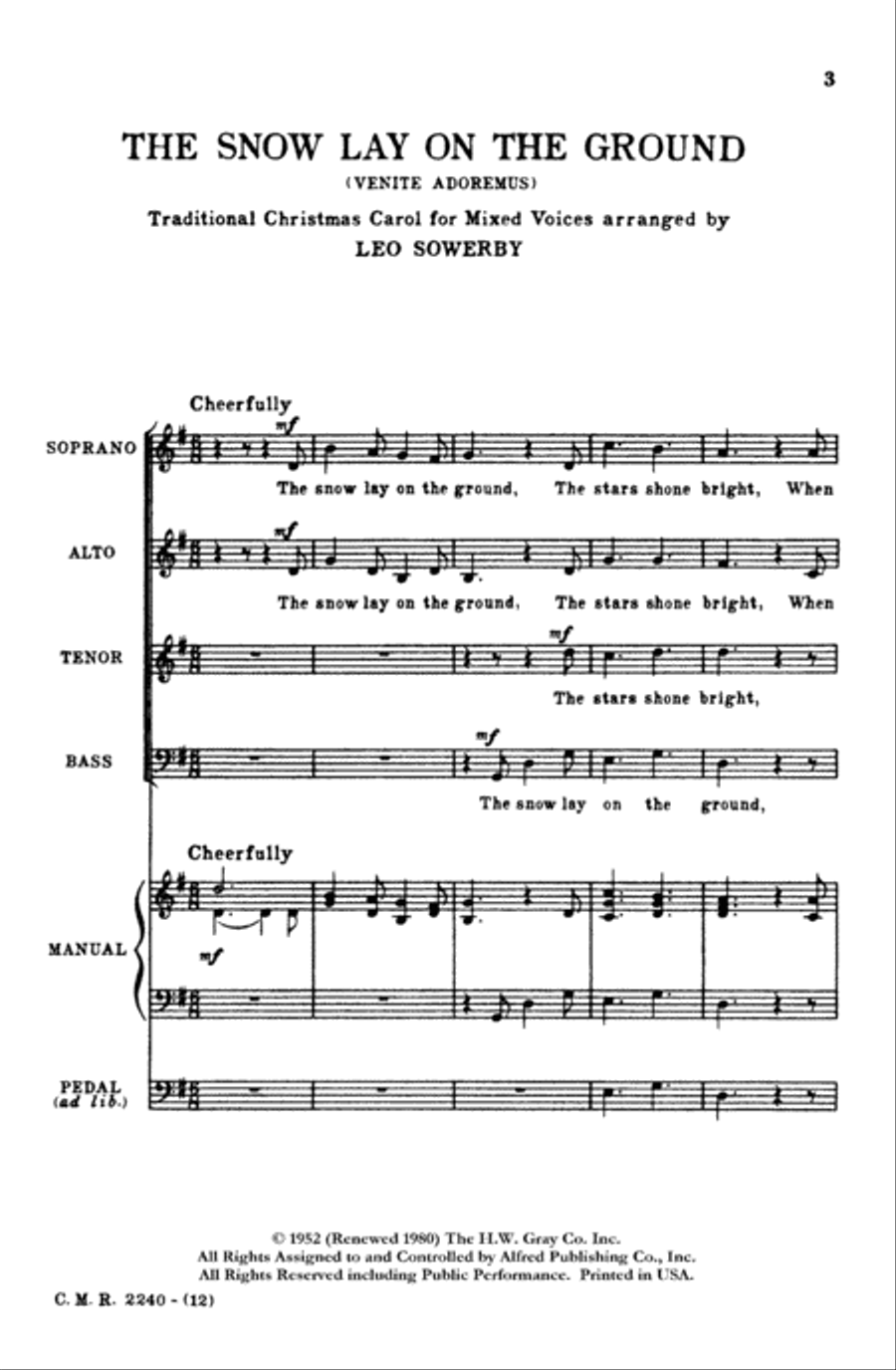 The Snow Lay on the Ground (Venite Adoremus) 4-Part scores gallery preview page 3