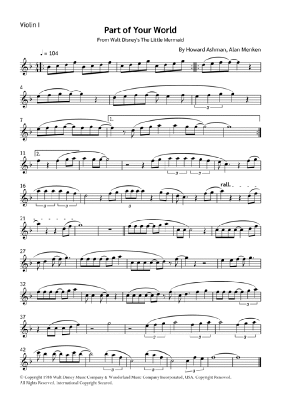 Part Of Your World (reprise) String Quartet scores gallery preview page 4