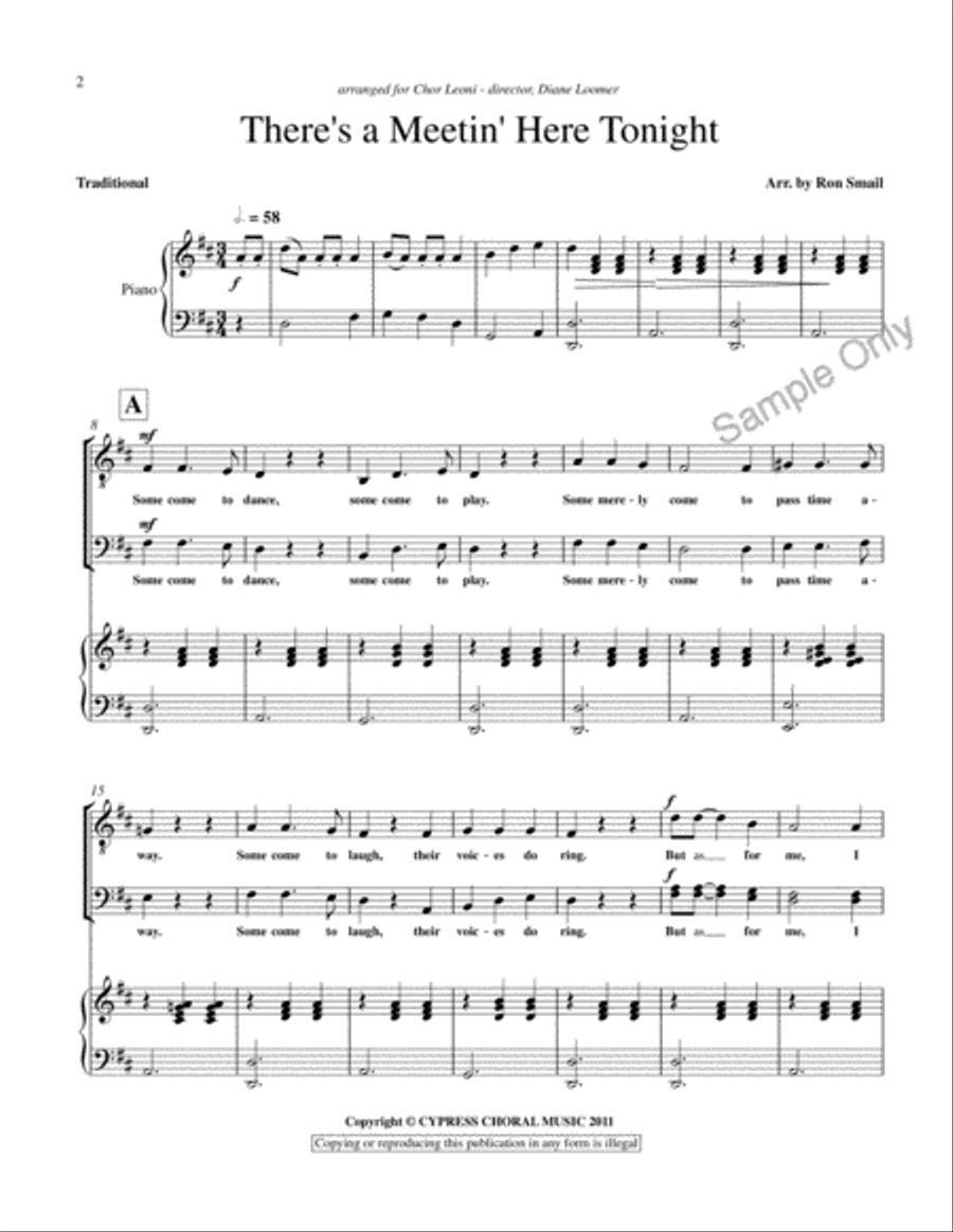 There's A Meeting Here Tonight TTBB scores gallery preview page 2