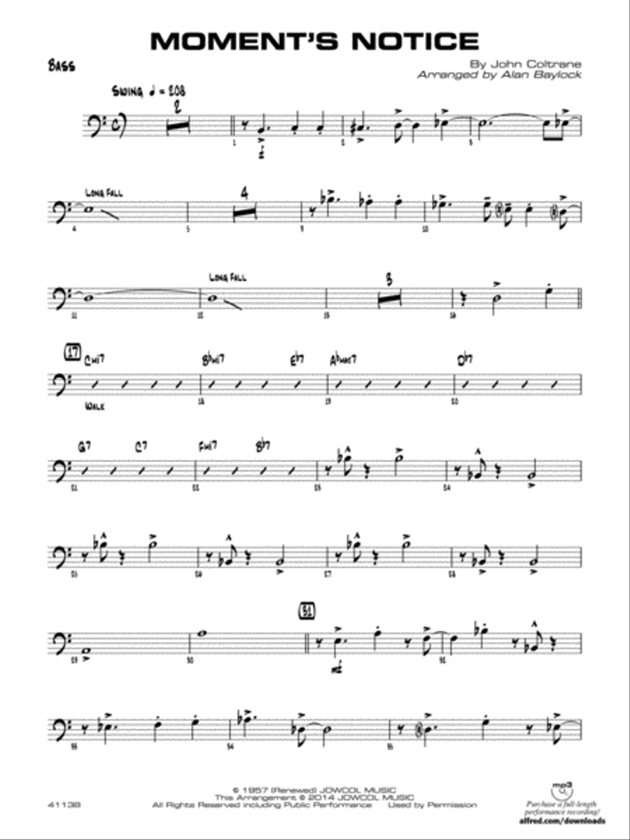 Moment's Notice: String Bass Jazz Ensemble scores gallery preview page 1