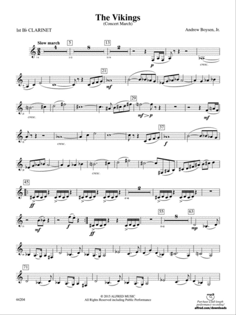 The Vikings: 1st B-flat Clarinet Concert Band scores gallery preview page 1