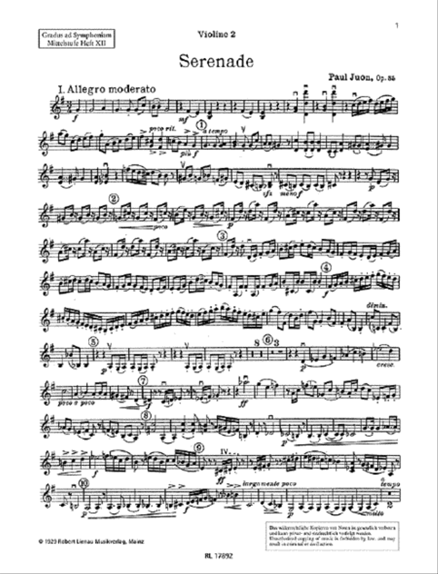Serenade Violin scores gallery preview page 1