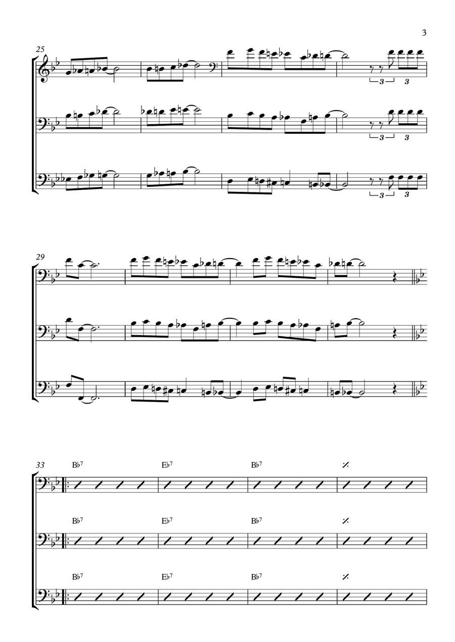 Blue Monk - SuperBass Transcription Double Bass Trio Small Ensemble scores gallery preview page 3