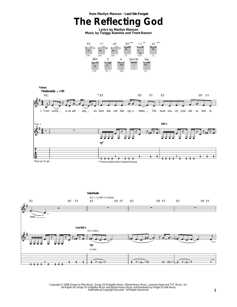 The Reflecting God The Reflecting God Electric Guitar scores gallery preview page 1