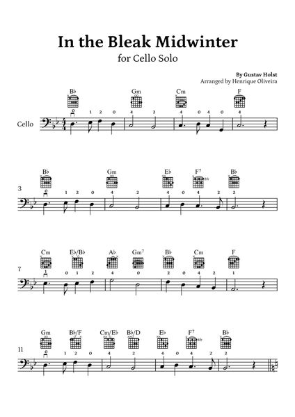 In the Bleak Midwinter (Cello Solo) - Beginner Level image number null