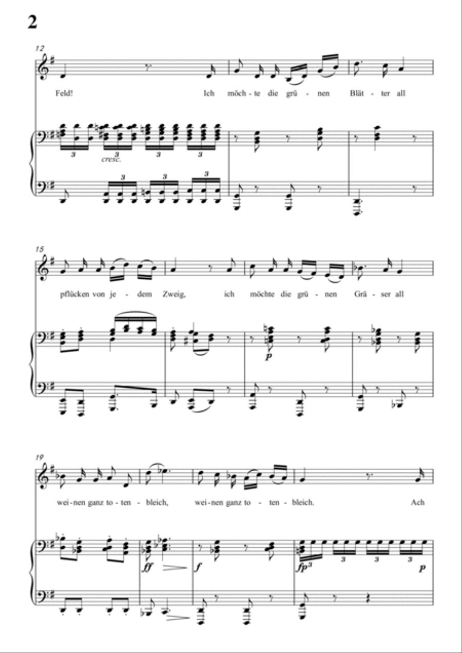 Schubert-Die böse Farbe,from 'Die Schöne Müllerin',Op.25 No.17 in G for Vocal and Piano Voice scores gallery preview page 3