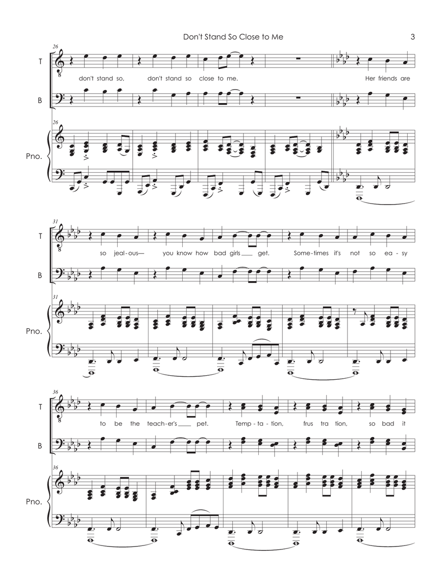 Don't Stand So Close To Me '86 TTBB scores gallery preview page 3