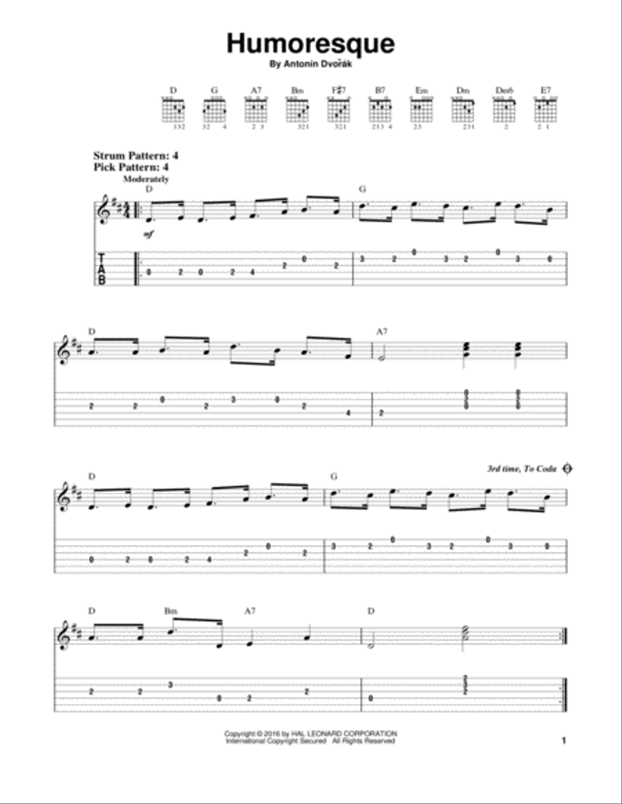 Humoresque Acoustic Guitar scores gallery preview page 1