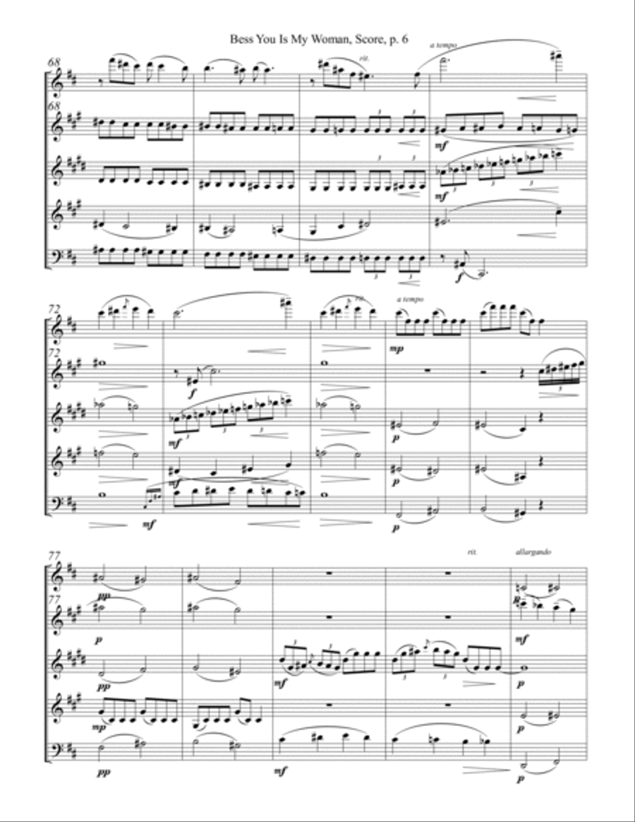 Bess, You Is My Woman Woodwind Quintet scores gallery preview page 6