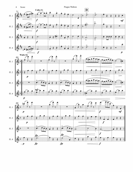 Antonin Dvorak - Prague Waltzes set for Flute Quartet image number null
