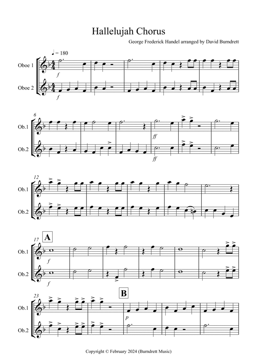Hallelujah Chorus for Oboe Duet image number null
