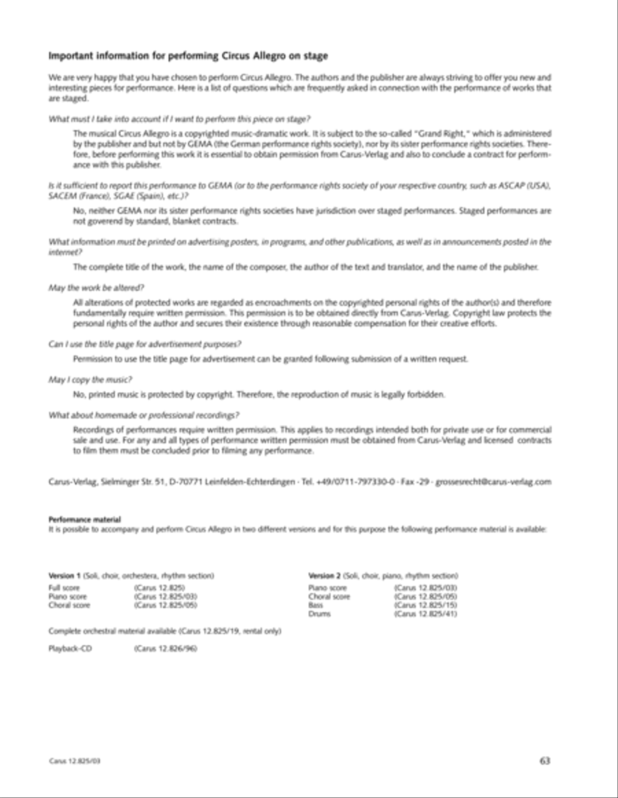 Circus Allegro Circus Allegro Choir scores gallery preview page 63