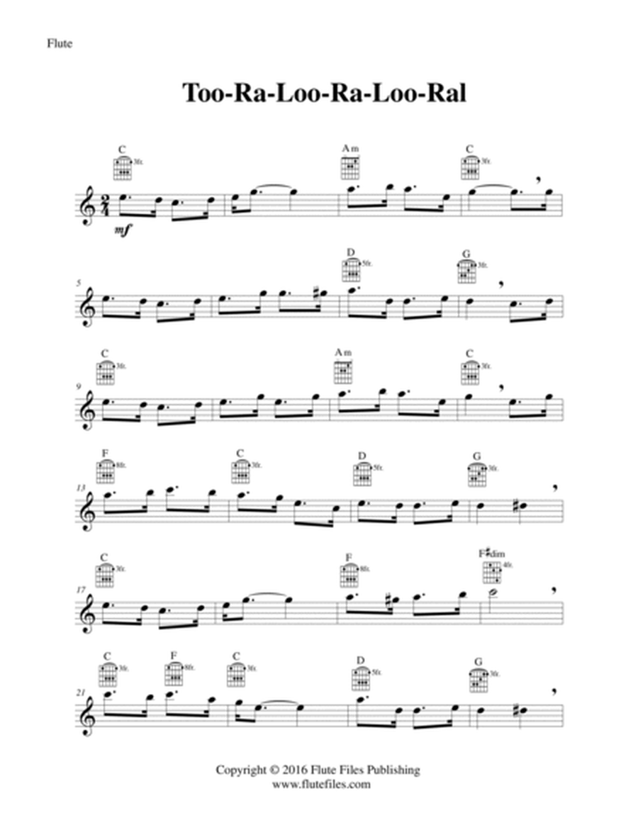 Too-Ra-Loo-Ra-Loo-Ral - Flute Solo with Guitar Chords image number null
