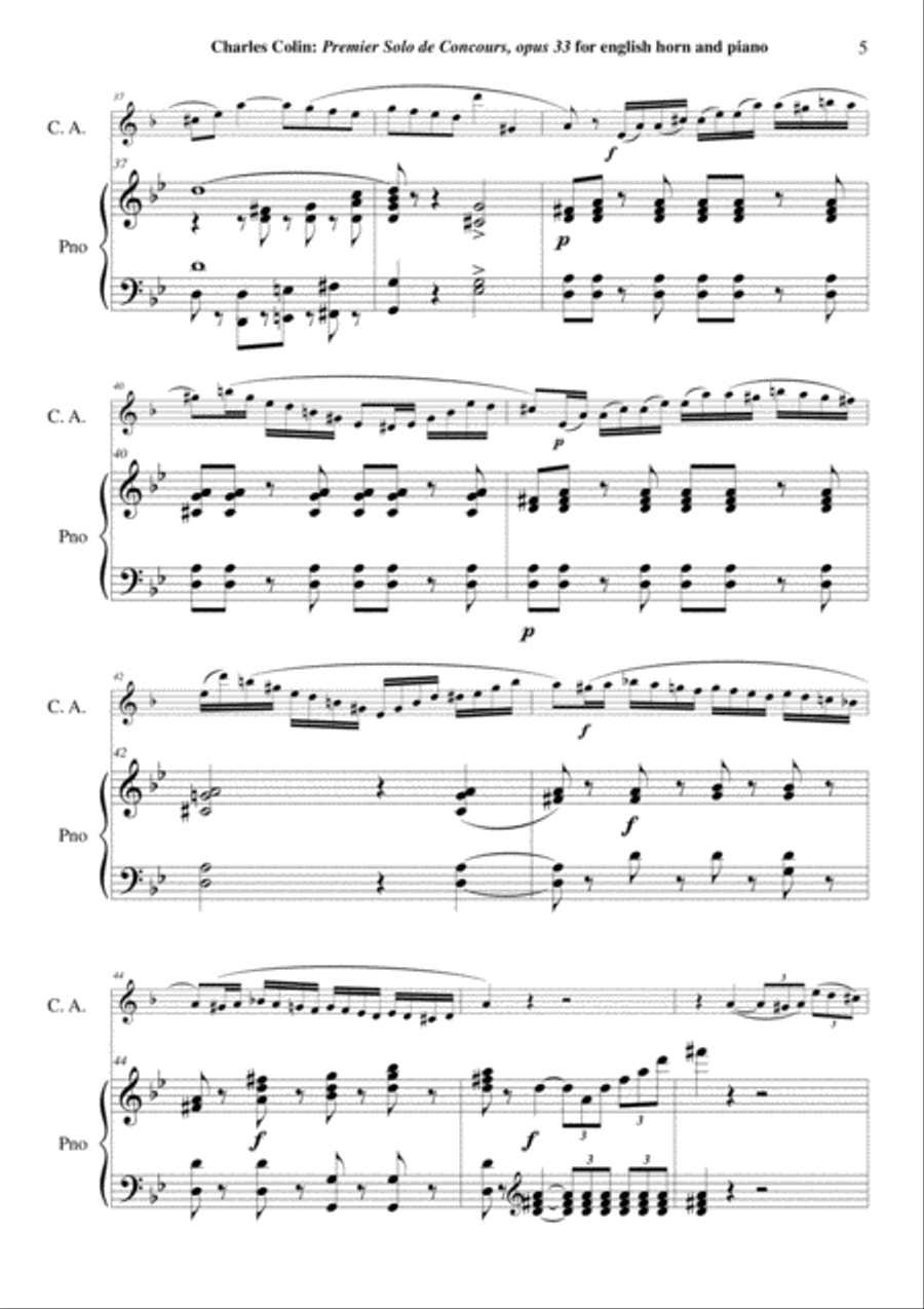 Charles COLIN Solo de Concours no. 1, Opus 33 , arranged for english horn and piano English Horn scores gallery preview page 5