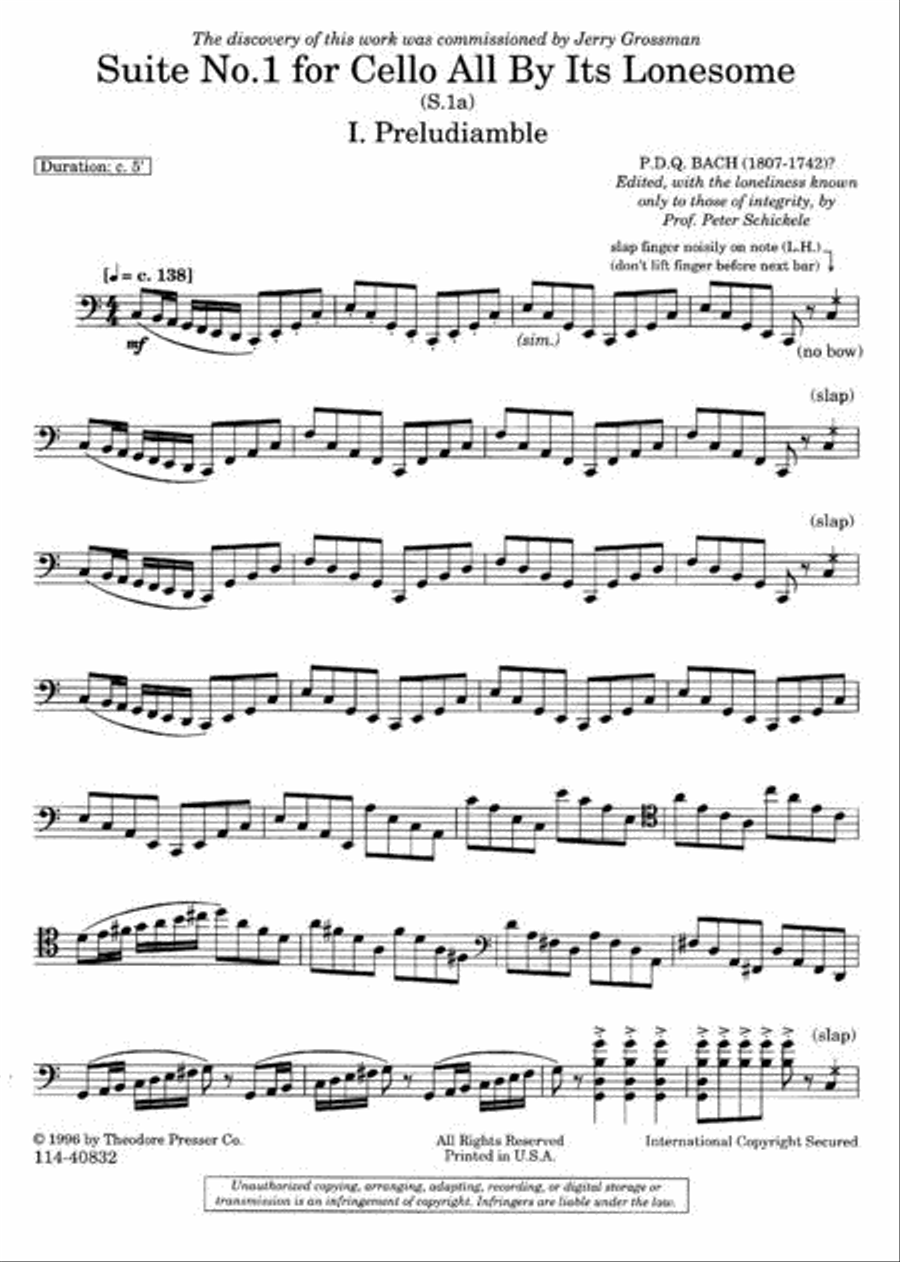 Suite No. 1 for Cello All By Its Lonesome Chamber Music scores gallery preview page 2