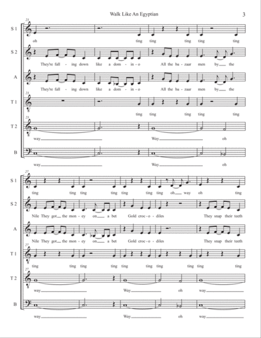Walk Like An Egyptian Divisi scores gallery preview page 3
