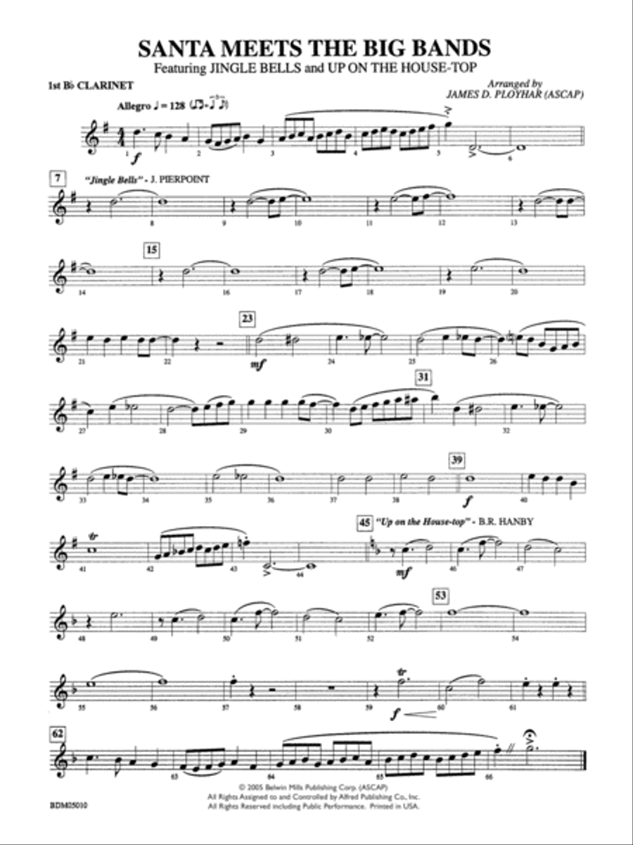 Santa Meets the Big Bands: 1st B-flat Clarinet Concert Band scores gallery preview page 1