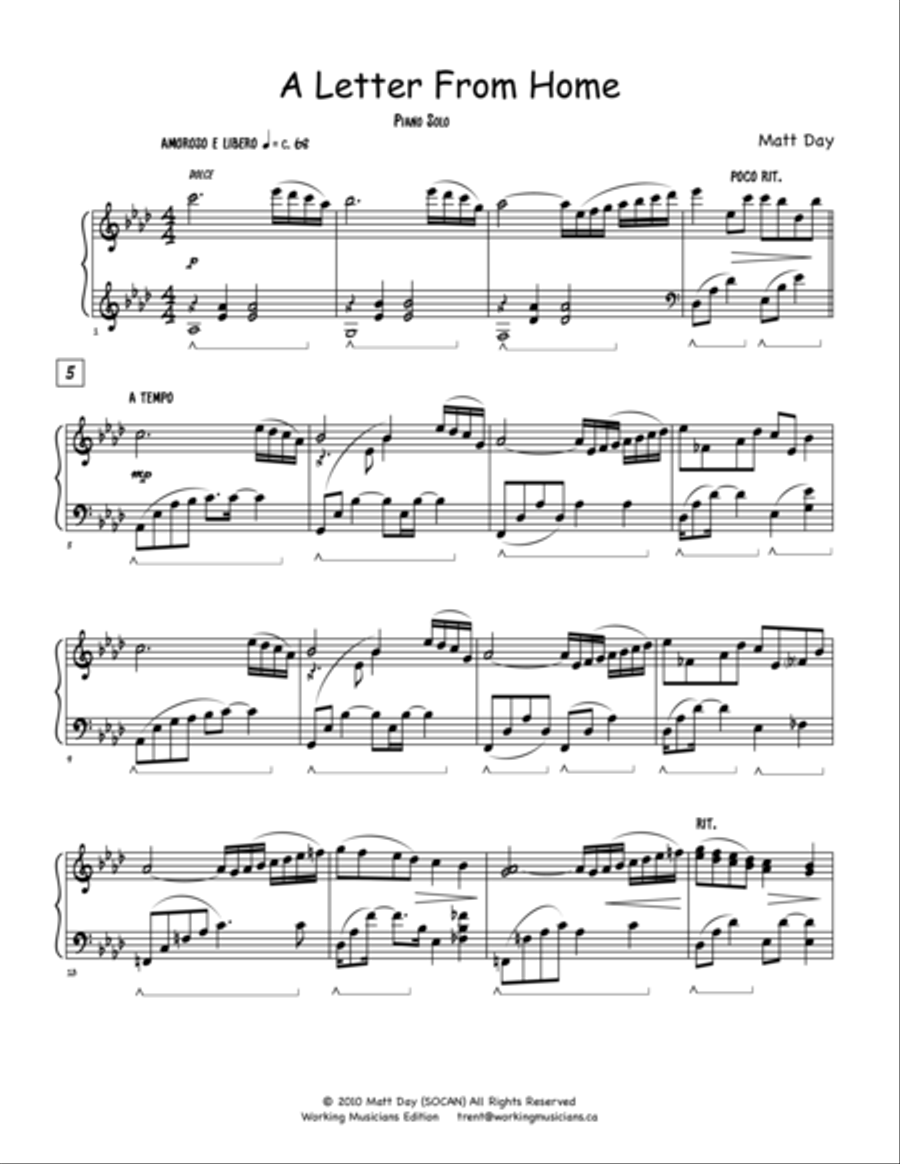 A Letter from Home A Letter from Home Piano Solo scores gallery preview page 1