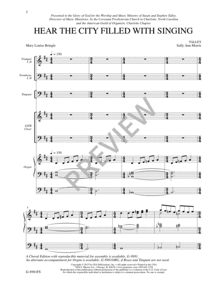 Hear the City Filled with Singing - Full Score and Parts