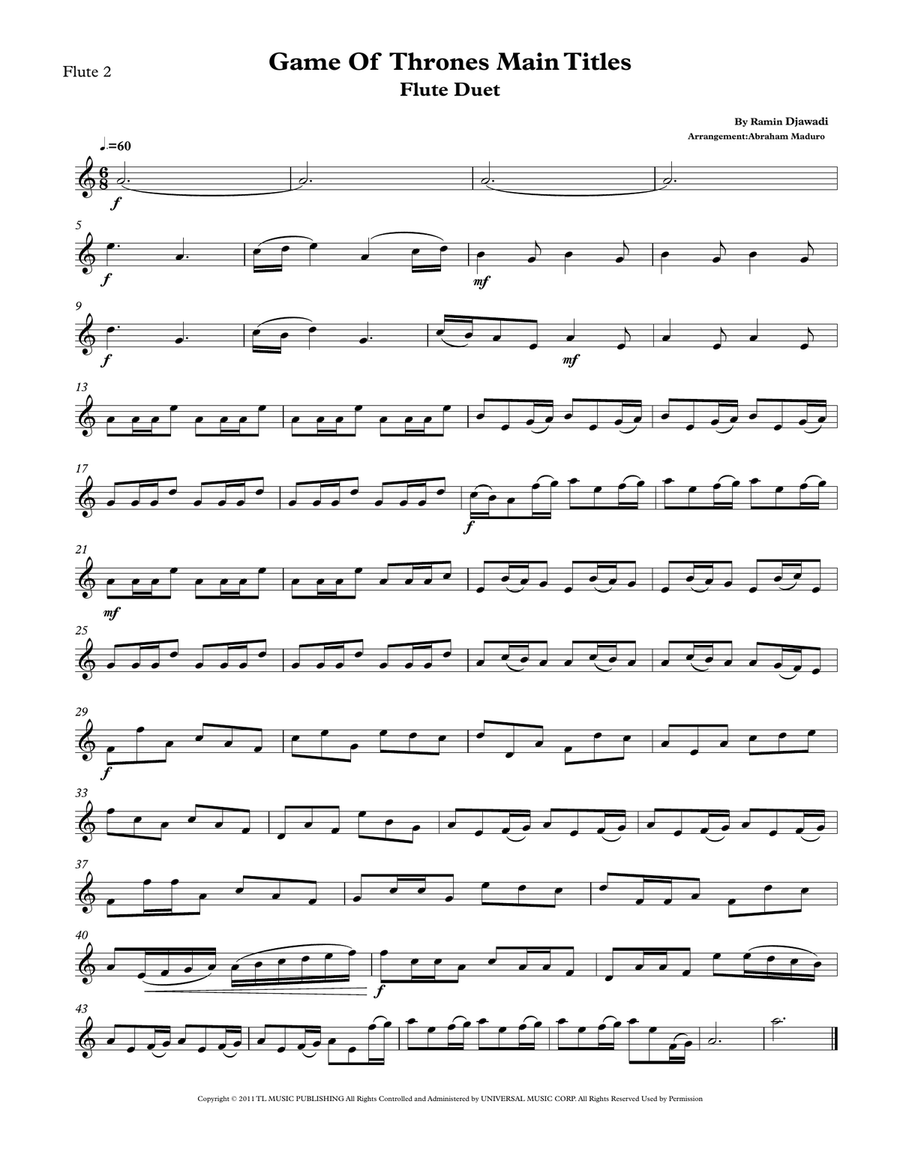 Game Of Thrones Flute Duet scores gallery preview page 5
