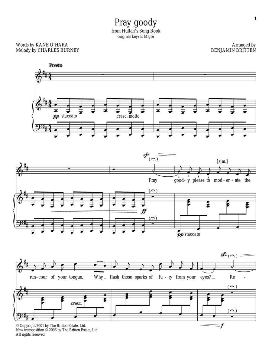 Pray goody Piano, Vocal scores gallery preview page 1