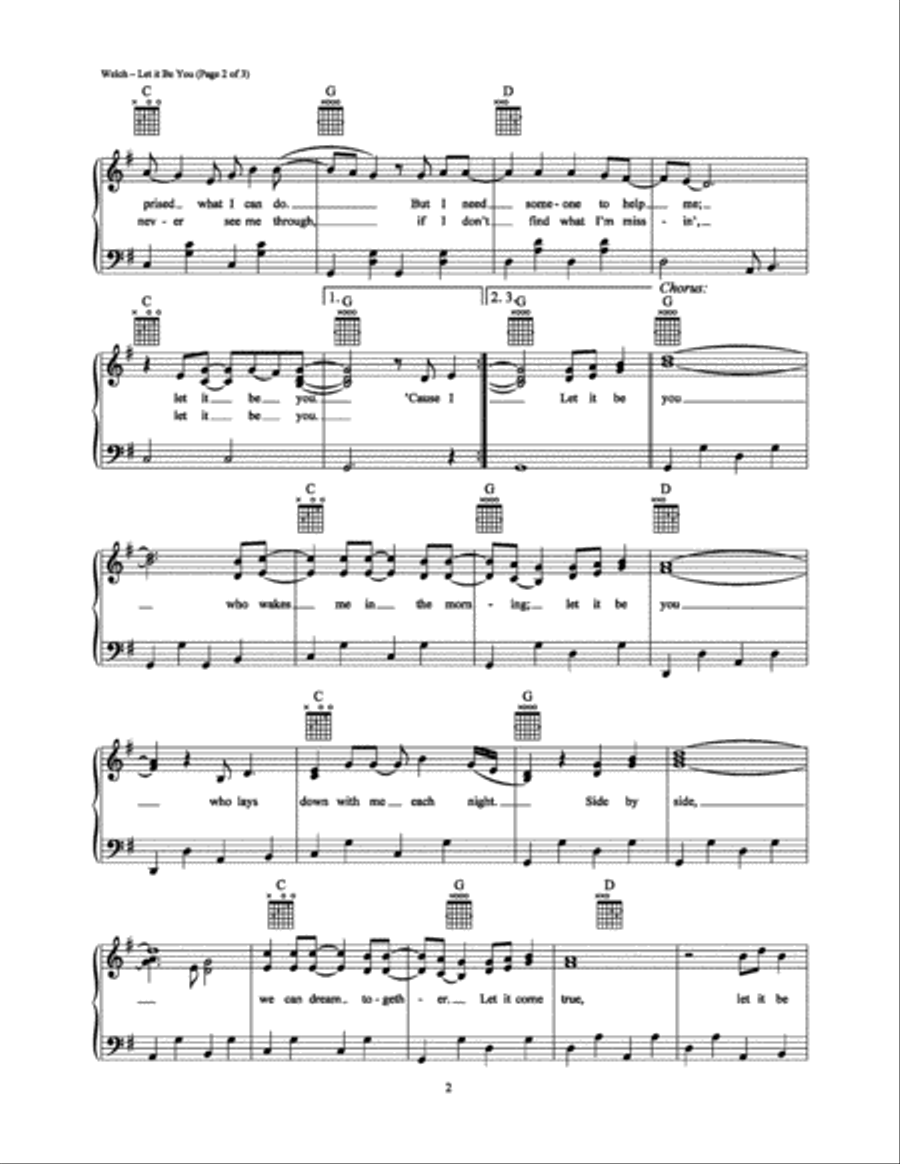 Let it Be You Piano, Vocal, Guitar scores gallery preview page 2