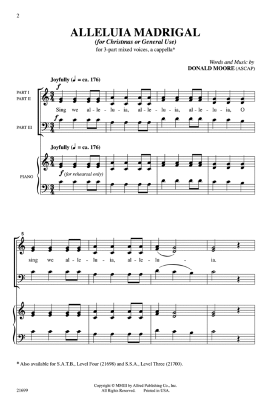 Alleluia Madrigal Alleluia Madrigal 3-Part scores gallery preview page 2
