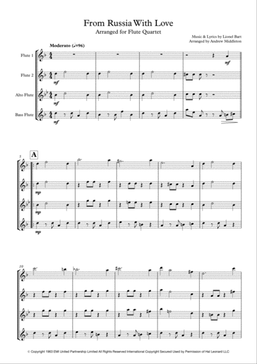 From Russia With Love Woodwind Quartet scores gallery preview page 3