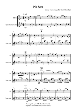 Pie Jesu (from Requiem) for Flute and Tenor Saxophone Duet