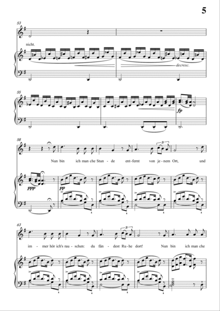 Schubert-Der Lindenbaum,Op.89,No.5 in G for Vocal and Piano Voice scores gallery preview page 6