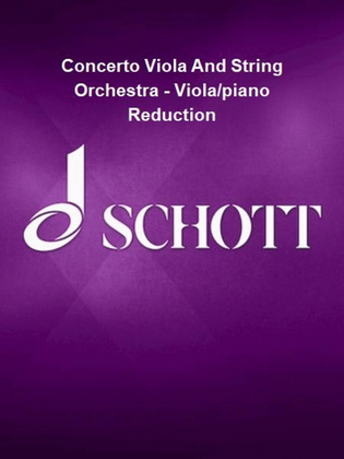 Book cover for Concerto Viola And String Orchestra - Viola/piano Reduction