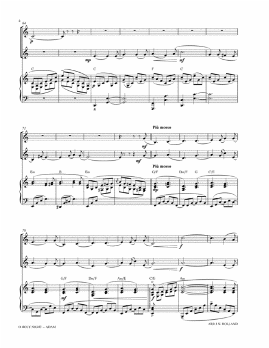 O Holy Night (Cantique de Noel) Adolphe Adam Duet for Treble Instrument in Bb and French Horn Brass Duet scores gallery preview page 6