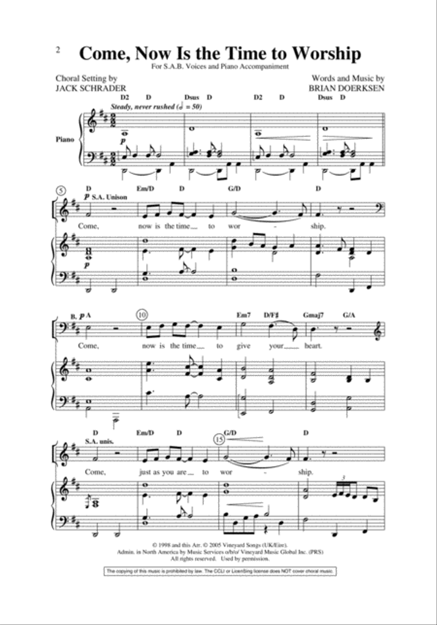 Come, Now Is the Time to Worship 4-Part scores gallery preview page 2