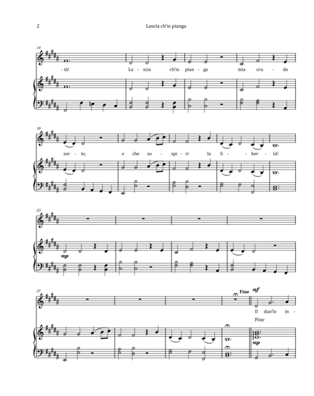Lascia Ch'io Pianga by Händel - Tenor & Piano in B Major image number null