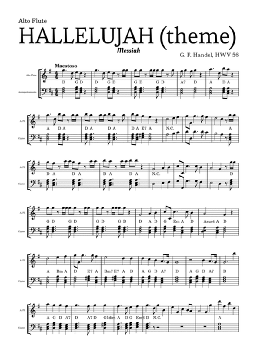 Aleluia (HALLELUJAH), of the Messiah - for Alto Flute and accompaniment image number null