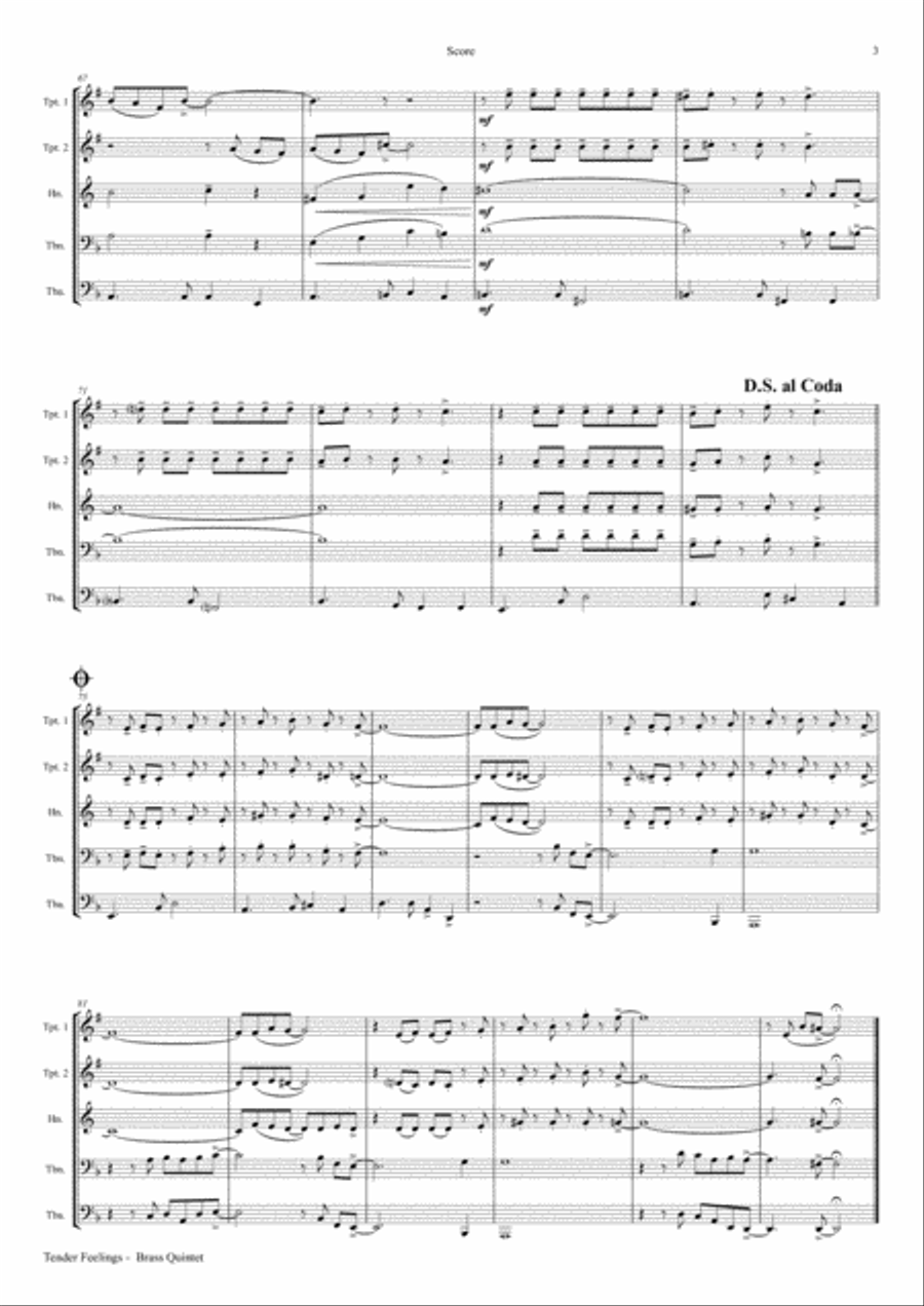 Tender feelings – Bossa Nova - Brass Quintet Brass Quintet scores gallery preview page 3
