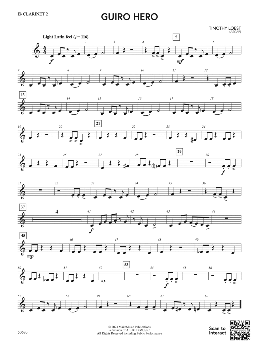 Guiro Hero: 2nd B-flat Clarinet Concert Band scores gallery preview page 1